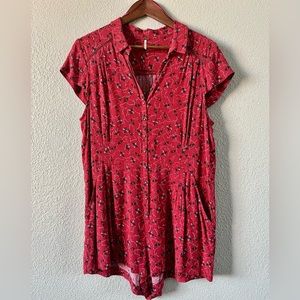 FREE PEOPLE Debby Dot Romper Red Women’s Size M In Excellent Condition
